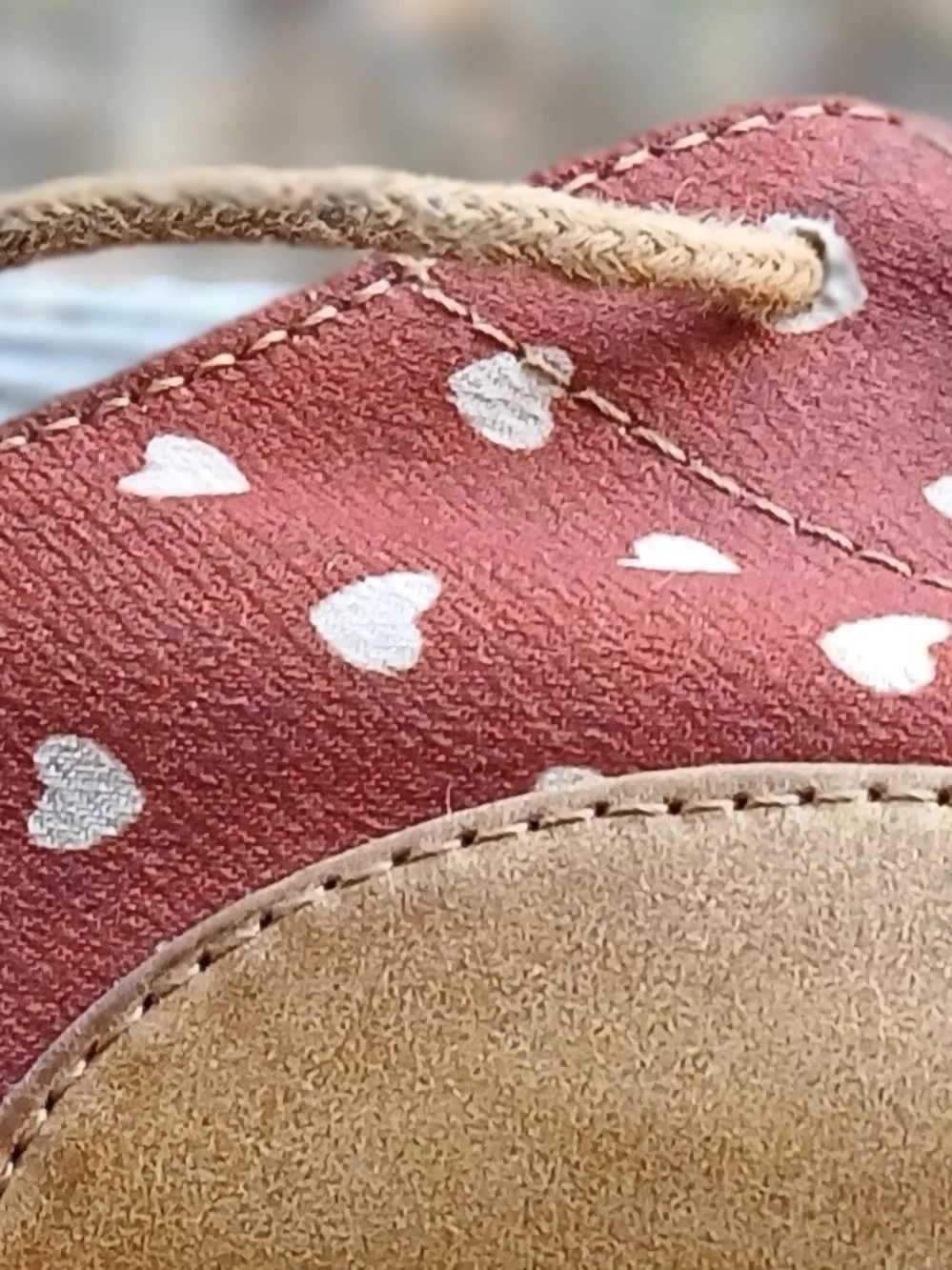 Women's Heart-Print Tan & Rust Leather Oxford Flats